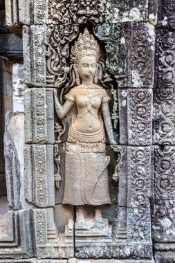 Bayon tapınağıdır Khmer antik tapınak Siem Reap içinde karmaşık Angkor Wat, Kamboçya'da bir yaz günü