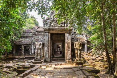 Siem Reap, Kamboçya'da bir yaz günü karmaşık Angkor Wat tapınakta Preah Khan