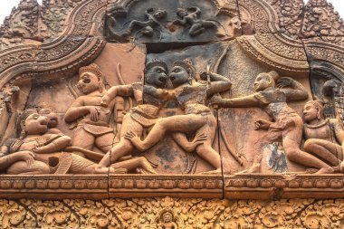 Banteay Srei Siem Reap, Kamboçya'da bir yaz günü karmaşık Angkor Wat Tapınağı