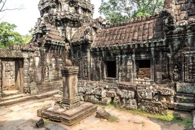 Banteay Kdei tapınağıdır Khmer antik tapınak Siem Reap içinde karmaşık Angkor Wat, Kamboçya'da bir yaz günü