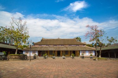 Kalesi, Imperial Kraliyet Sarayı, Yasak Şehir Hue, Vietnam bir yaz günü içinde