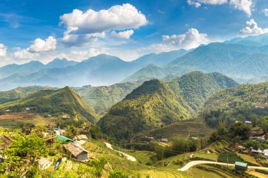 Panoramik Terraced pirinç alan bir yaz günü Sapa, Lao Cai, Vietnam