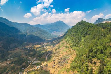 Panoramik Terraced pirinç alan bir yaz günü Sapa, Lao Cai, Vietnam