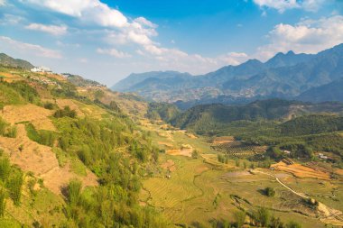 Panoramik Terraced pirinç alan bir yaz günü Sapa, Lao Cai, Vietnam