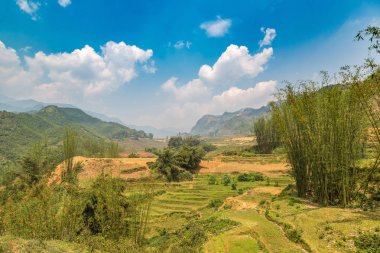 Panoramik Terraced pirinç alan bir yaz günü Sapa, Lao Cai, Vietnam