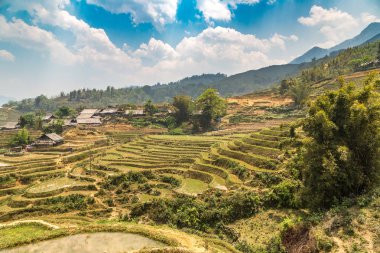 Panoramik Terraced pirinç alan bir yaz günü Sapa, Lao Cai, Vietnam