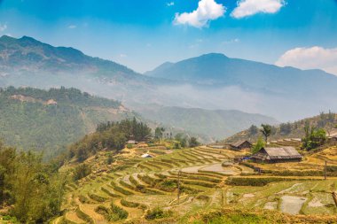 Panoramik Terraced pirinç alan bir yaz günü Sapa, Lao Cai, Vietnam