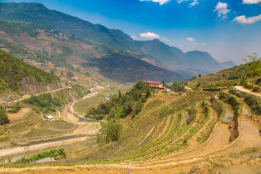 Panoramik Terraced pirinç alan bir yaz günü Sapa, Lao Cai, Vietnam