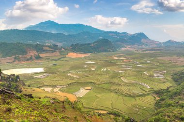 Panoramik Terraced pirinç alan bir yaz günü Sapa, Lao Cai, Vietnam