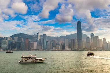 Victoria Limanı Hong Kong yaz akşam '