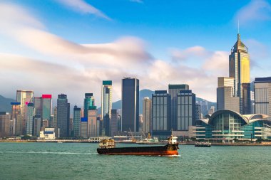 Victoria Limanı Hong Kong yaz akşam '