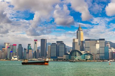 Victoria Limanı Hong Kong yaz akşam '