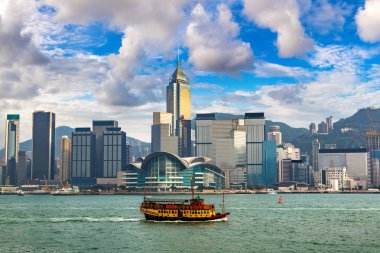 Victoria Limanı Hong Kong yaz akşam '