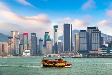 Victoria Limanı Hong Kong yaz akşam '