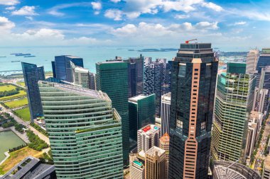 Bir yaz günü Singapur panoramik havadan görünümü