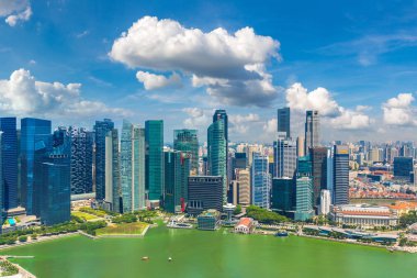 Bir yaz günü Singapur panoramik havadan görünümü