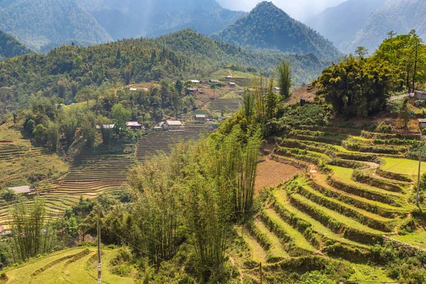 Vista Panorâmica Campo Arroz Terraced Sapa Lao Cai Vietnã Dia — Fotografia de Stock