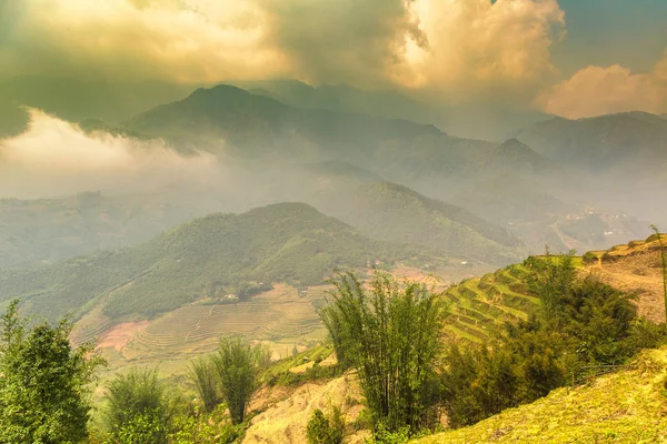 Vue Panoramique Rizière Terrasses Sapa Lao Cai Vietnam Dans Une — Photo
