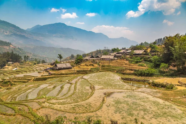 Panoramik Terraced Pirinç Alan Bir Yaz Günü Sapa Lao Cai — Stok fotoğraf