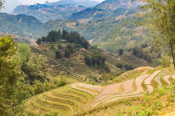 Vista Panorâmica Campo Arroz Terraced Sapa Lao Cai Vietnã Dia — Fotografia de Stock