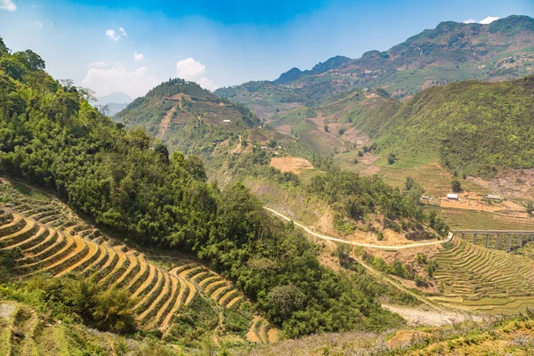 Panoramautsikt Över Terrasserad Risfält Sapa Lao Cai Vietnam Sommardag — Stockfoto