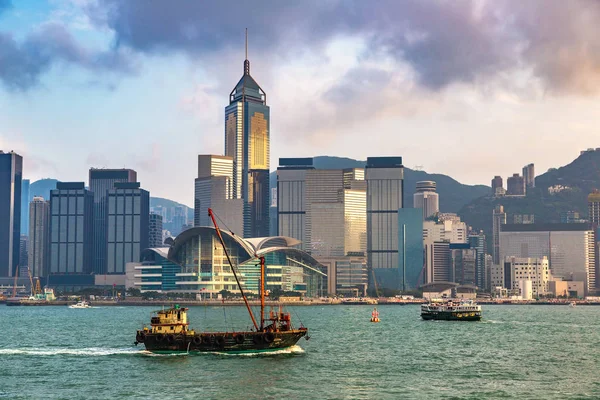 Victoria Limanı Hong Kong yaz akşam '