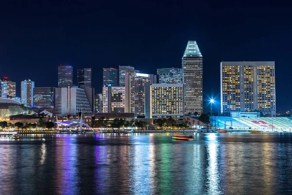 Singapore City Skyline Beautiful Summer Night — Stock Photo, Image