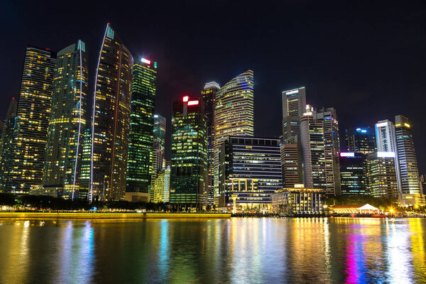 Singapore city skyline at beautiful summer night