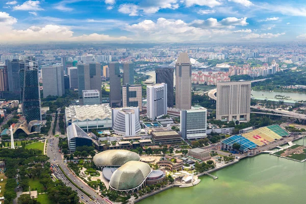 Panoramisch Luchtfoto Van Singapore Een Zomerdag — Stockfoto