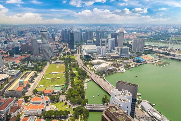 Panoramisch Luchtfoto Van Singapore Een Zomerdag — Stockfoto