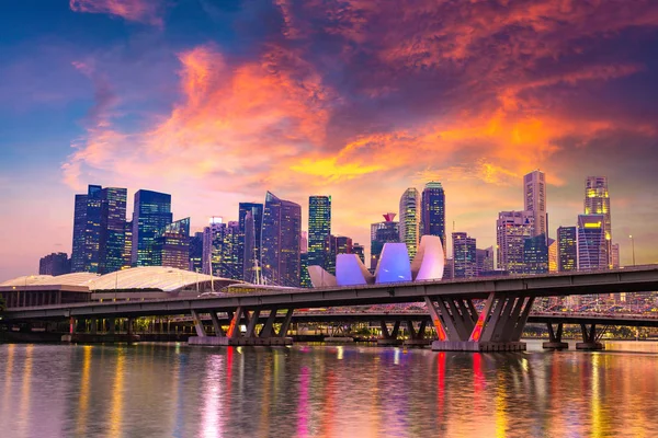 Singapore City Skyline Beautiful Summer Night — Stock Photo, Image