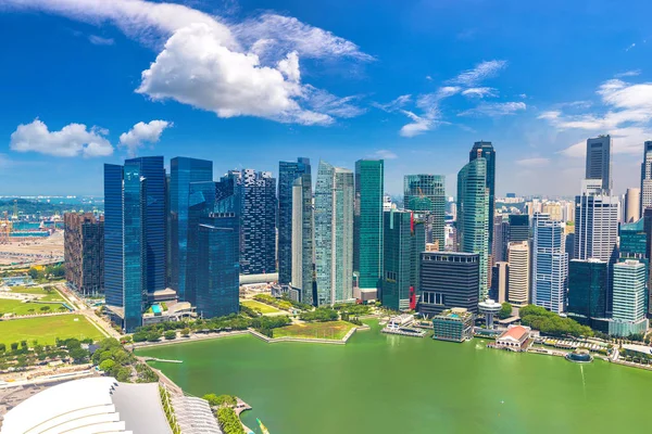 Panoramisch Luchtfoto Van Singapore Een Zomerdag — Stockfoto