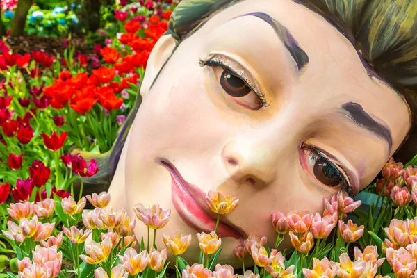 Singapur - 23 Haziran 2018: Konservatuvarı çiçek kubbe Singapur yaz gün