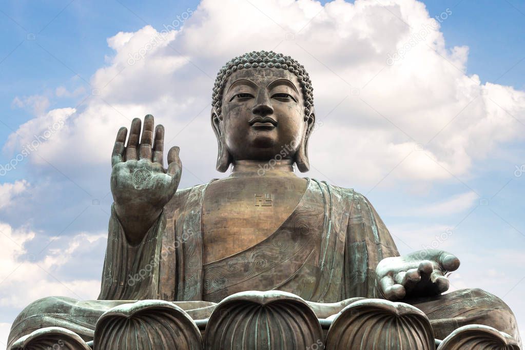 Giant Buddha in Hong Kong at summer day