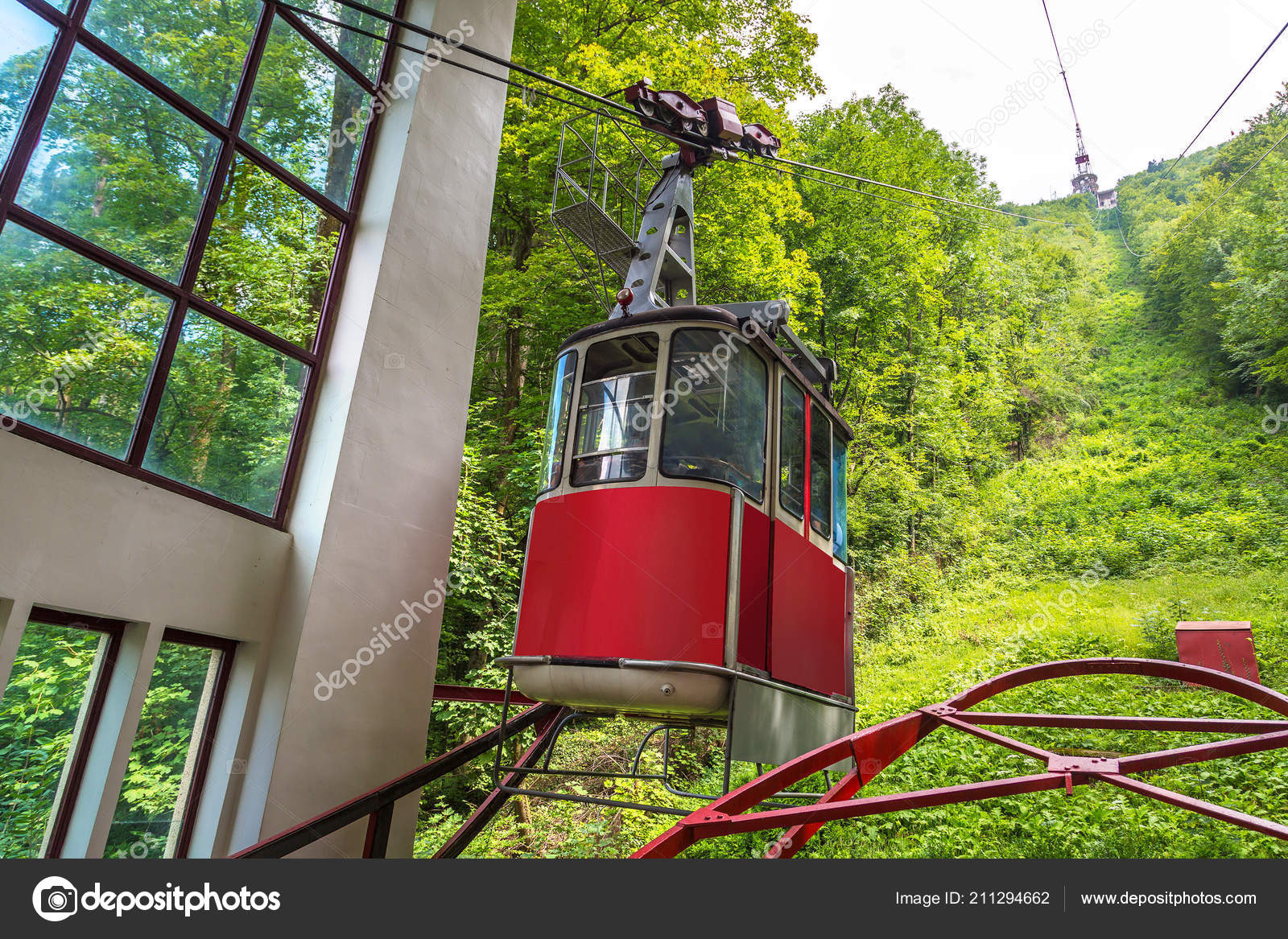 Cable Car Brasov City Summer Day Transylvania Romania Stock Photo by