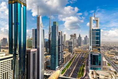 Bir yaz günü Dubai şehir merkezinin hava görüntüsü, Birleşik Arap Emirlikleri