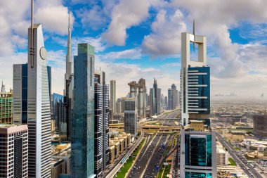 Bir yaz günü Dubai şehir merkezinin hava görüntüsü, Birleşik Arap Emirlikleri