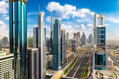 Bir yaz günü Dubai şehir merkezinin hava görüntüsü, Birleşik Arap Emirlikleri