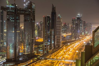 Gece, Birleşik Arap Emirlikleri Dubai şehir panoraması