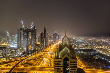 Gece, Birleşik Arap Emirlikleri Dubai şehir panoraması