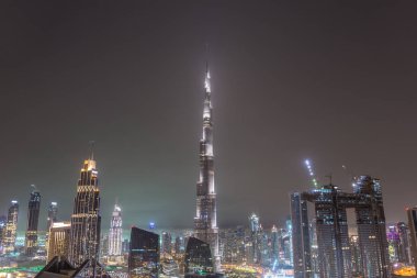 Gece, Birleşik Arap Emirlikleri Dubai şehir panoraması