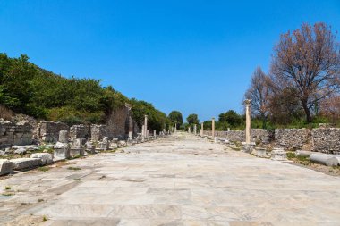 Antik kentin Efes, bir güzel yaz günü Türkiye'de antik Yunan şehir kalıntıları