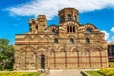 Church of Christ Pantocrator in Nessebar, Bulgaria in a beautiful summer day clipart