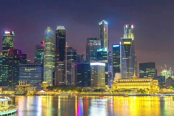 Singapore City Skyline Beautiful Summer Night — Stock Photo, Image