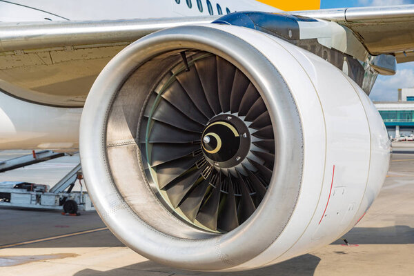 Airplane and engine in Singapore Changi Airport