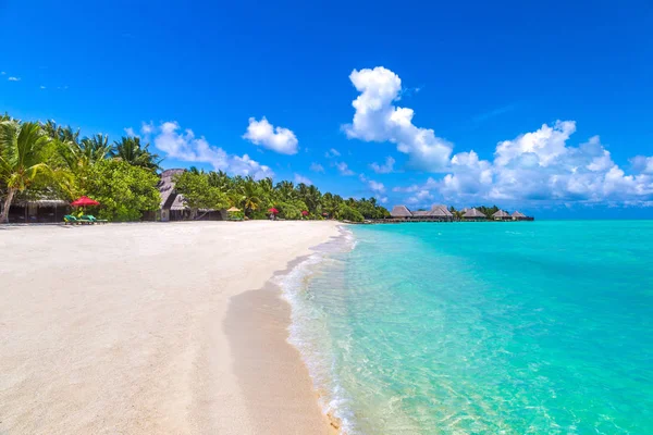 Maldív Szigetek 2018 Június Tropical Beach Maldív Szigeteken Nyári Nap — Stock Fotó