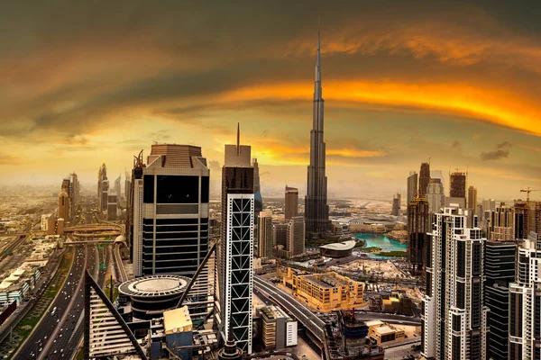Légi Felvétel Dubai Belvárosáról Egy Nyári Napon Egyesült Arab Emírségek — Stock Fotó