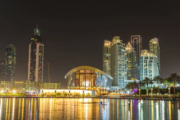 Dubai Centrum Verenigde Nachts Arabische Emiraten — Stockfoto