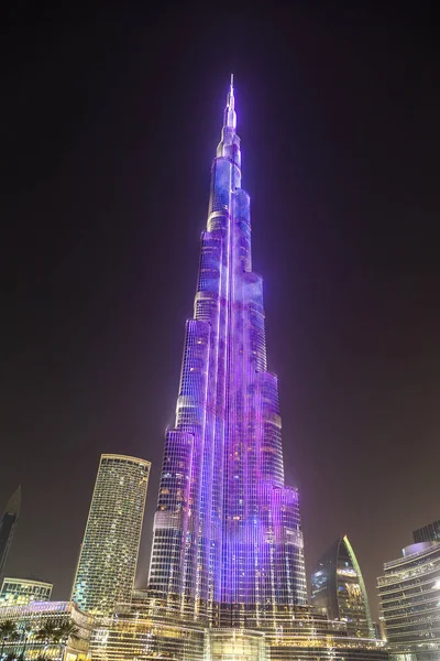 Dubai Emiratos Árabes Unidos Junio 2018 Burj Khalifa Noche Dubai —  Fotos de Stock