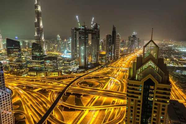 Panorama Centro Dubai Noite Emirados Árabes Unidos — Fotografia de Stock